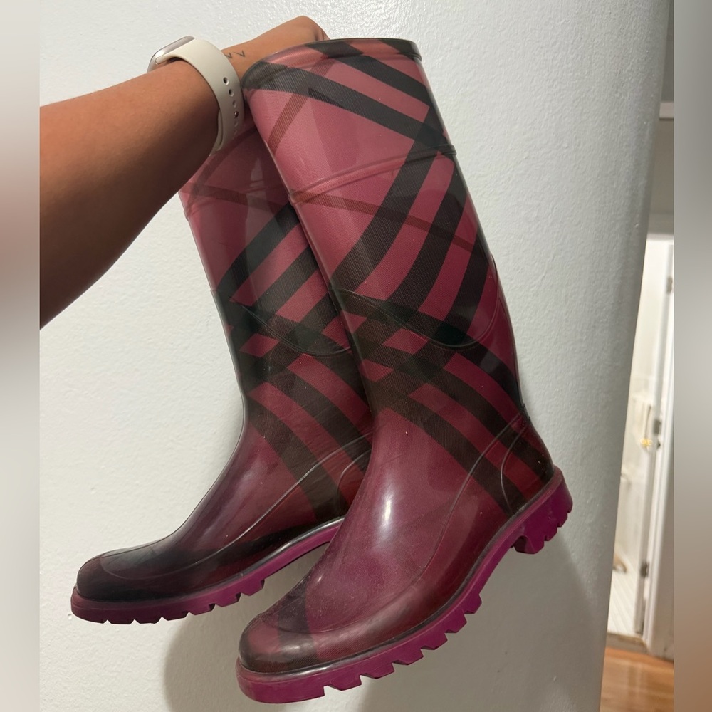 Burberry Pink Maroon Rain Boots